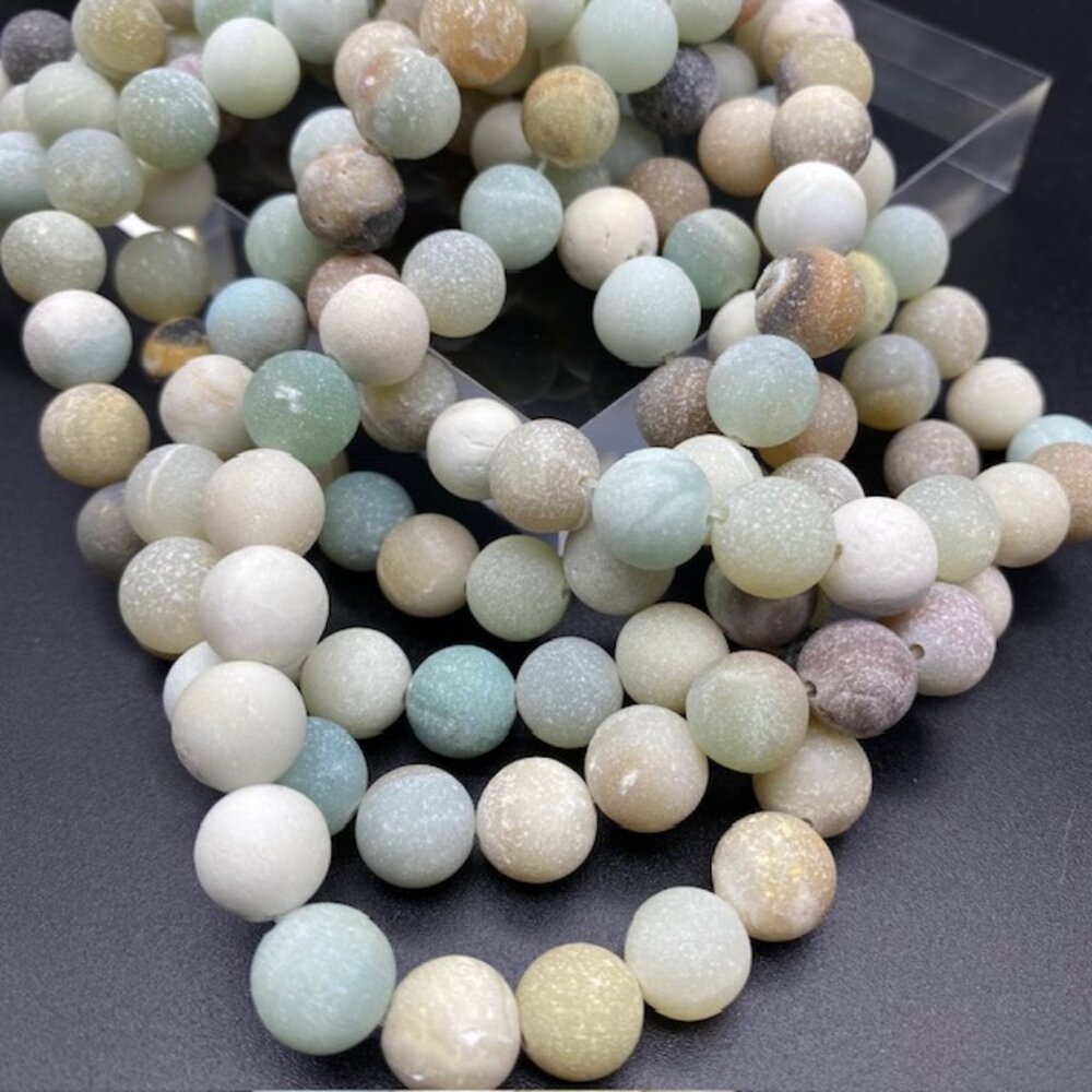 10mm Frosted Amazonite Genuine Semi Precious Natural Gemstone Bead Strand